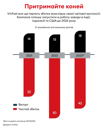 Інфографіка: виторг і збитки VinFast.