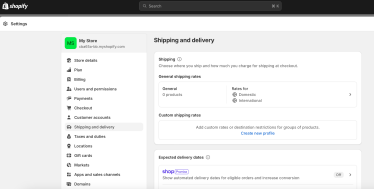 Shopify shipping and delivery