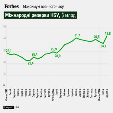 Міжнародні резерви України у березні зросли до $43,8 млрд. Допомогли міжнародні партнери /Фото 1